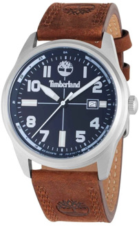 Timberland Blauw Leren Quartz Horloge Timberland , Gray , Heren - ONE Size
