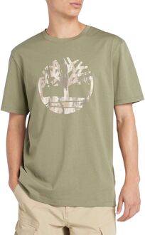 Timberland Camo Tree Logo Shirt Heren groen - beige - XL