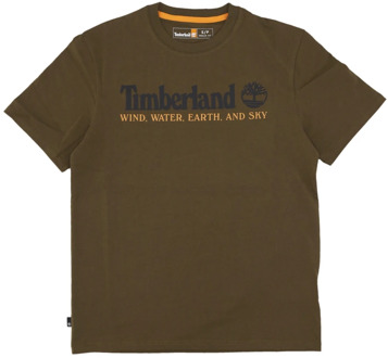 Timberland Donker Olijf Wwes Front Tee Streetwear Timberland , Green , Heren - Xl,S