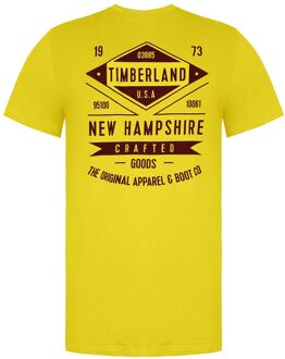Timberland Korte Mouw Crew Neck Grafisch Logo Geel Heren T-shirt A1LMZ M72