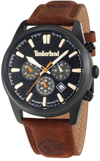 Timberland Leren Band Kwarts Horloge, Zwarte Kast Timberland , Black , Heren - ONE Size