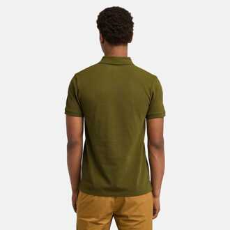 Timberland Men's Timberland Oyster River Logo Short Sleeve Polo Shirt in olive Olijf