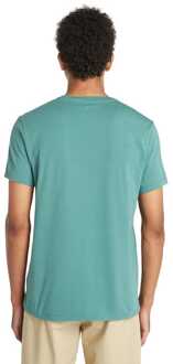 Timberland Men's Timberland Oyster River Logo Short Sleeve T-Shirt in Teal Groenblauw - M