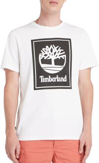 Timberland Stack Logo Shirt Heren wit - zwart