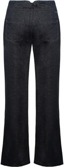 Timberland Wide Leg Relaxed Chambray Navy Blauw Dames Linnen Broek A0597 440