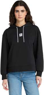 Timberland Women's Timberland Stack Logo Loop Back Hoodie in Black - maat M Zwart