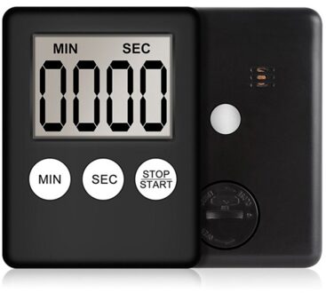 Timer Elektronische Lcd Digitale Scherm Keuken Vierkante Koken Tellen Countdown Alarm Magneet Klok Slaap Stopwatch Klok zwart