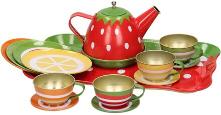 Tinnen Speelgoed Servies Roze (14dlg)
