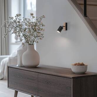 Tino wandspot 1-lamp zwart/hout zwart, licht hout