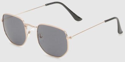 Tinted Metal Frame Round Sunglasses, Gold - ONE SIZE