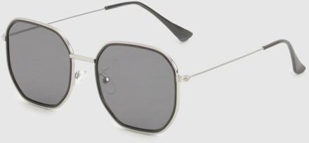 Tinted Metal Frame Round Sunglasses, Silver - ONE SIZE