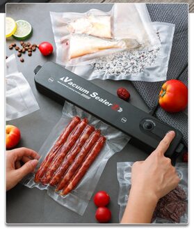 Tinton Levensduur 220V/110V Vacuüm Sealer Verpakking Machine Met Gratis 10 Stuks Vacuüm Zakken 17X25cm Huishouden Zwart Food Vacuum Sealer US plug