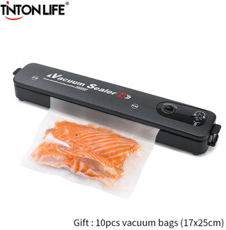 TINTON LIFE 220V/110V Vacuum Sealer Packaging Machine with Free 10pcs Vacuum bags 17x25cm Household Black Food Vacuum Sealer