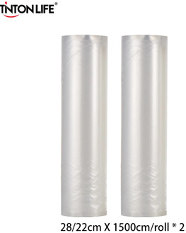 TINTON LIFE Kitchen Food Vacuum Roll Bag Longer 22cm*1500cm 2 Rolls and 28cm*1500cm 2 Rolls For Vacuum Sealer Food Fresh Keeping