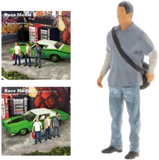 Tiny Karakter Diorama Handgeschilderde Figuur Mensen Cool Man Road Park Layout Voor Desktop Decoratie stijl 3