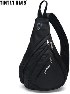 TINYAT Men Bag Men Shoulder Sling Bag pack USB Waterproof Messenger Crossbody Bag Black Travel chest bag for ipad T509