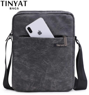 TINYAT Men's Bags Light Canvas Shoulder Bag For 7.9' Ipad Casual Crossbody Bags Waterproof Business Shoulder bag For Men