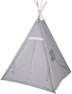 Tipi speeltent voor kinderen 103 x 160 cm - grijs - sterren