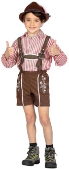 Tiroler Blouse Bordeau Kind Maximilian Rood - Zalm, Wit - Transparant