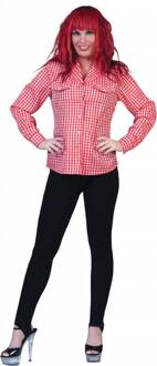 Tiroler blouse dame rood/wit Rood - Zalm