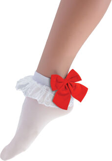 Tiroler Enkelsokjes Met Rode Strik Wit - Transparant