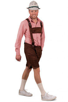 Tiroler overhemd rood met wit geblokt - voor heren - Oktoberfest verkleedkleding