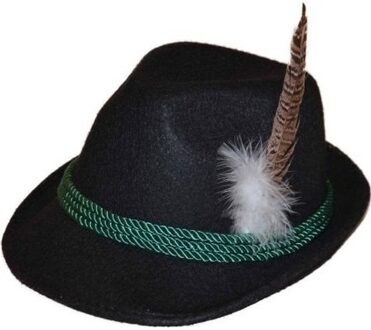 Tiroler verkleed hoedje voor volwassenen - zwart - Oktoberfest - Alpenhoedje/jagershoedje