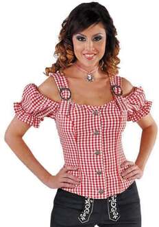 Tirools bloesje - Oktoberfest blouse dames - rood wit - maat 42/44 (L)