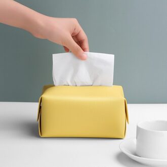 Tissue Box Cover Soft Pu Leer Opvouwbare Zakdoek Doos Servet Houder Voor Woonkamer Keuken Desktop Tissue Dozen geel