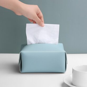 Tissue Box Cover Soft Pu Leer Opvouwbare Zakdoek Doos Servet Houder Voor Woonkamer Keuken Desktop Tissue Dozen lucht blauw