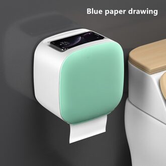 Tissue Doos Perforatie-Gratis Papierrol Buis Wc-papier Doos Waterdichte Wc-papier Opbergdoos diep blauw