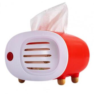 Tissue Houder Te Gebruiken Radio Vorm Abs Thuis Anti-Slip Basis Tissue Box Voor Woonkamer En Slaapkamer Rood