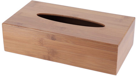 Tissuebox/tissuedoos - bruin - bamboe hout - 26 x 14 x 7 cm