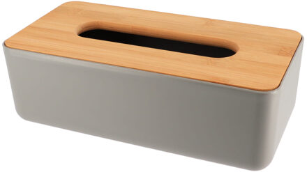 Tissuebox/tissuedoos - grijs - bamboe hout - 26 x 14 x 7 cm