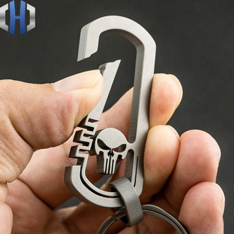 Titanium Keychain New Skull Key Ring Men's Waist Hanging Hot Outdoor EDC Carabiner