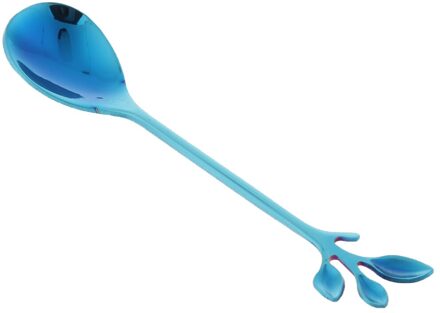 Titanium Kleurrijke Plated, Multicolor Soep Lepels, Rvs Regenboog Kleur Ronde Lepels, 12Cm blauw