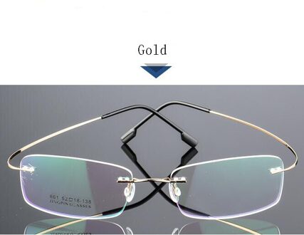 Titanium Legering Flexibele Frameloze Mannen Vrouwen Metalen Randloze Bijziendheid Frame Opvouwbare Glazen Been Optische Brillen goud