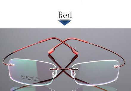 Titanium Legering Flexibele Frameloze Mannen Vrouwen Metalen Randloze Bijziendheid Frame Opvouwbare Glazen Been Optische Brillen rood