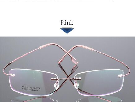 Titanium Legering Flexibele Frameloze Mannen Vrouwen Metalen Randloze Bijziendheid Frame Opvouwbare Glazen Been Optische Brillen roze