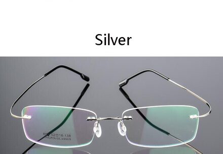 Titanium Legering Flexibele Frameloze Mannen Vrouwen Metalen Randloze Bijziendheid Frame Opvouwbare Glazen Been Optische Brillen zilver