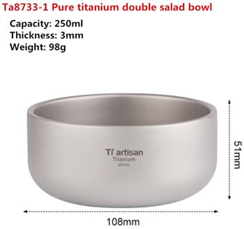 Titanium Rijstkom Dubbelwandige Warmte Isolatie Glad Kommen Non Slip Dubbele Laag Bowls Voor Salade Keuken Servies 250ml