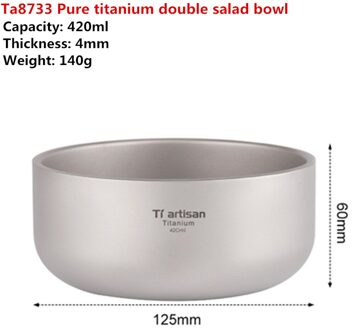 Titanium Rijstkom Dubbelwandige Warmte Isolatie Glad Kommen Non Slip Dubbele Laag Bowls Voor Salade Keuken Servies 420ml