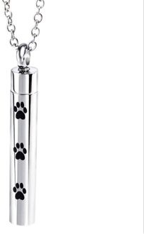 Titanium Staal Parfumflesje Asgrauw Kist Crematie Sieraden Herdenkingsmunt Ketting Hanger Poot Hond Claw Mark