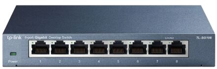 TL-SG108 8-Port 10/100/1000Mbps Desktop Switch Switch Zwart