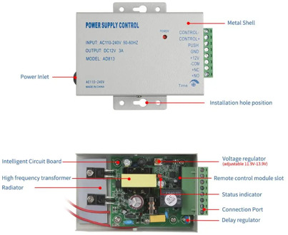 TMEZON Power Supply Control for Electric Strike Lock Narrow Type Electric Door Lock