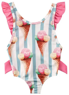 Toddler Kids Baby Girls Striped Swimwear Bow Bikini One-Piece Swimsuit Swimming Clothes