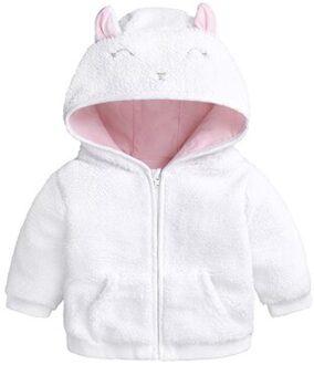 Toddler Kids Boys Girls Plush Coat Infant Cartoon Ear Solid Color Hooded Cute Unisex Winter Warm Zipper Tops Clothes 3-18M A20 wit / 18m