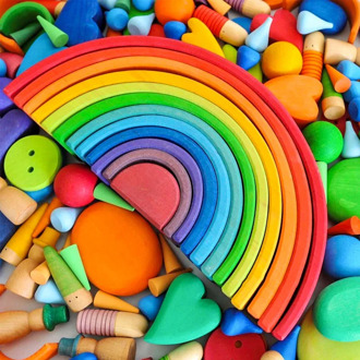 Toddler Playset Montessori and Waldorf Inspired Rainbow Wooden Toys Colorful Rainbow Blocks Educational Toys for Children Gifts