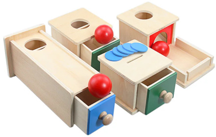 Toddler Wood Montessori Match Permanent Ball Box Round Rectangular Box Coin Box Toys for Children Unisex Baby 12 Month Boys Girl