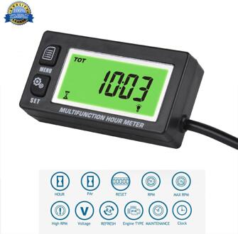 Toerenteller Functionele Digitale Inductieve Gasoline Engine Urenteller Voltmeter met Klok 2 & 4 Takt Toerenteller Onderhoud